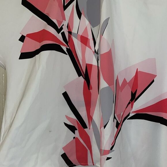 NWT Alfani plus size 3x loose tie top pink white abstract design women’s blouse - Picture 10 of 11